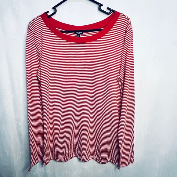 Splendid Red and White Striped Long Sleeve Button Back Shirt - Picture 1 of 6
